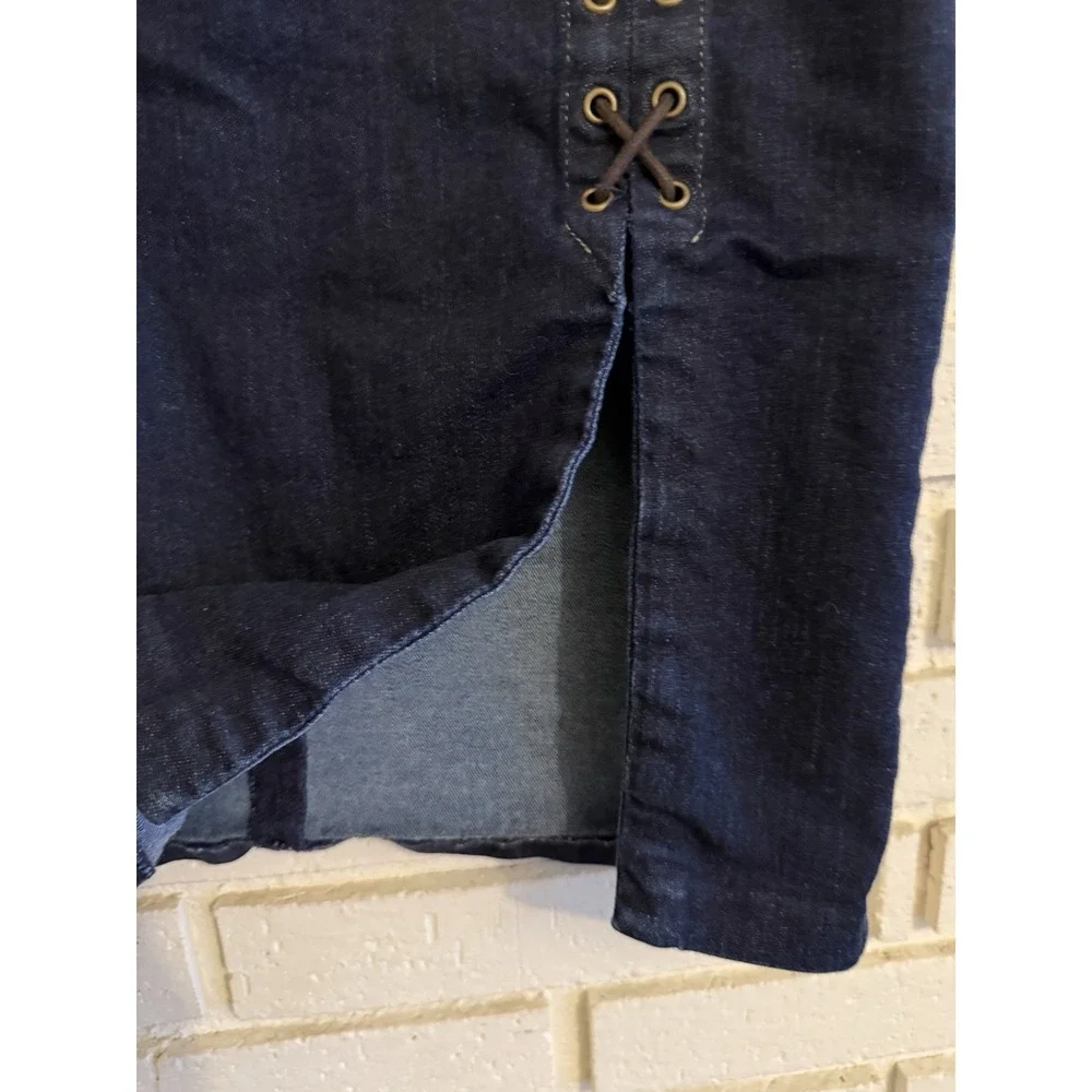 Lauren Ralph Lauren Lace up Dark Denim Skirt Western Countrycore Cowgirl size 4
